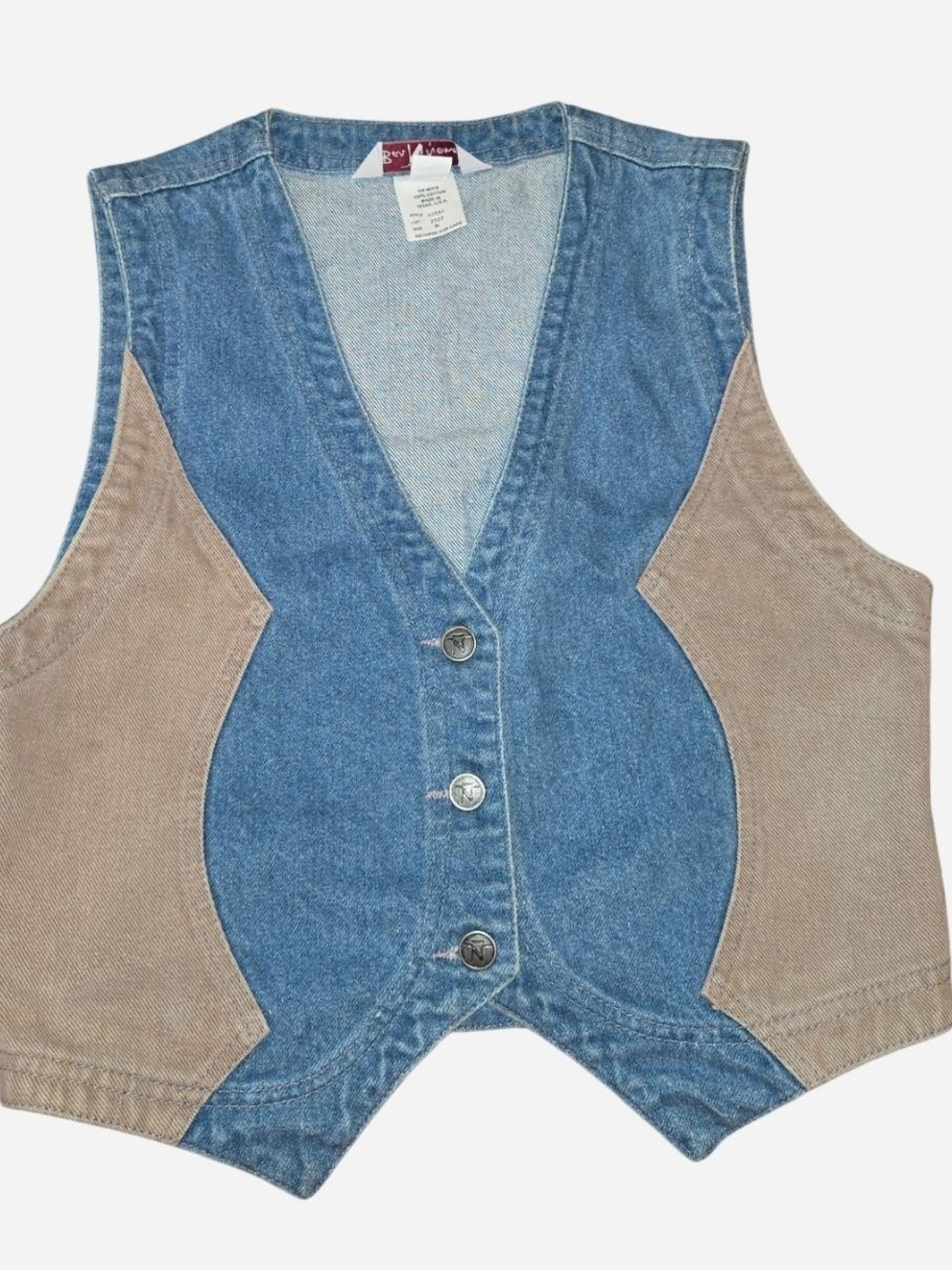 Vintage Two-Tone Denim & Taupe Vest